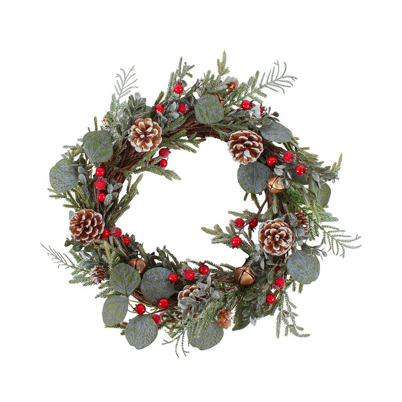 Antiqued Bell Christmas Wreath 51cm