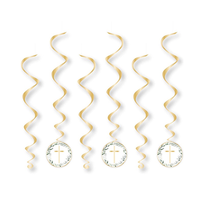 Botanical Celebration Spiral Swirls Hanging Decorations Pack of 6