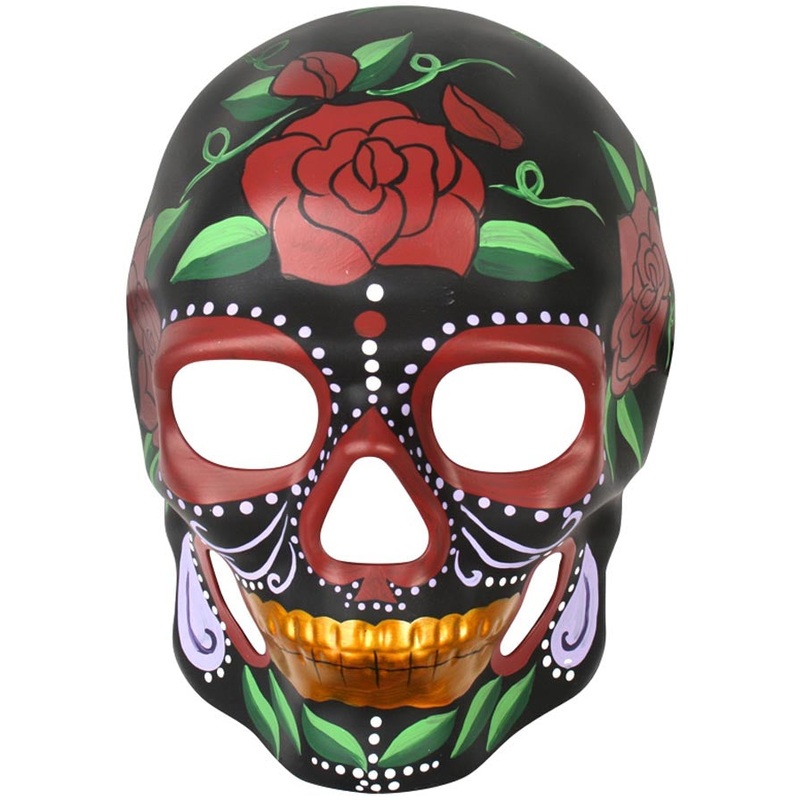 Day of the Dead Black Rose Mask