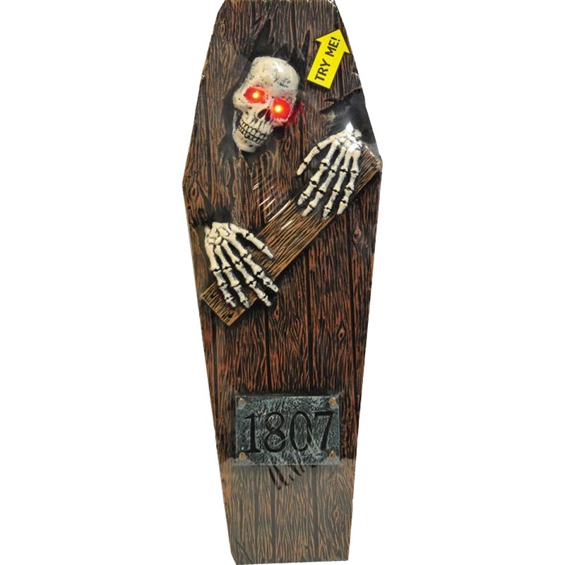 Peeping Skeleton Light Up Coffin 69cm