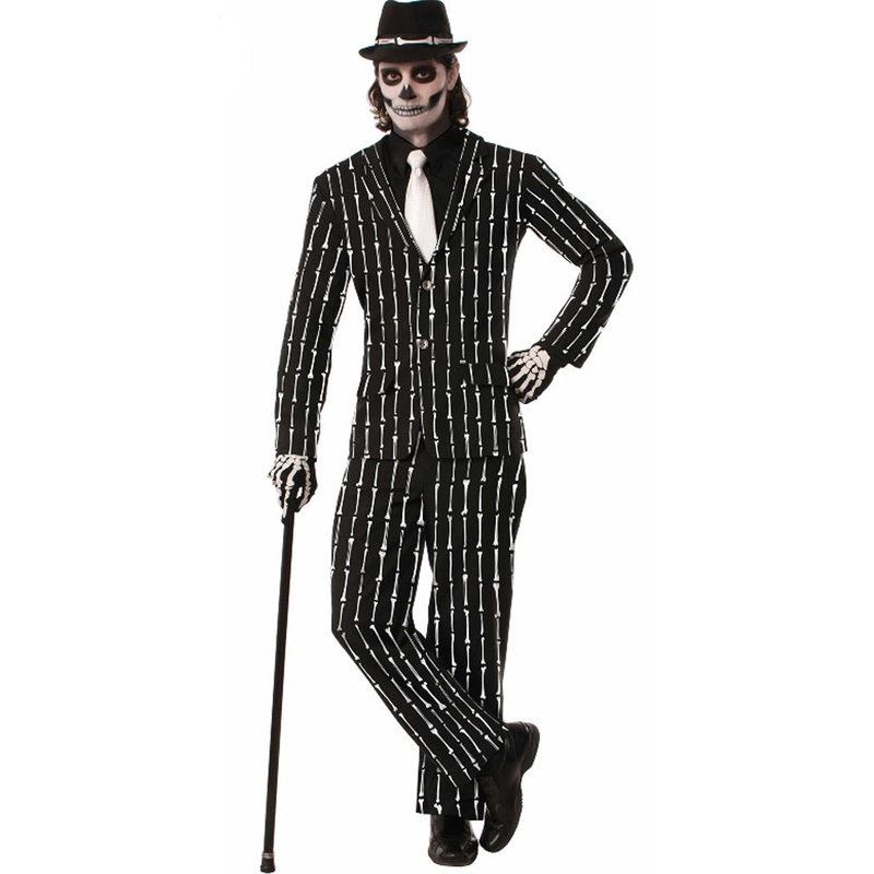 Skeleton Bone Stripe Suit Mens Costume