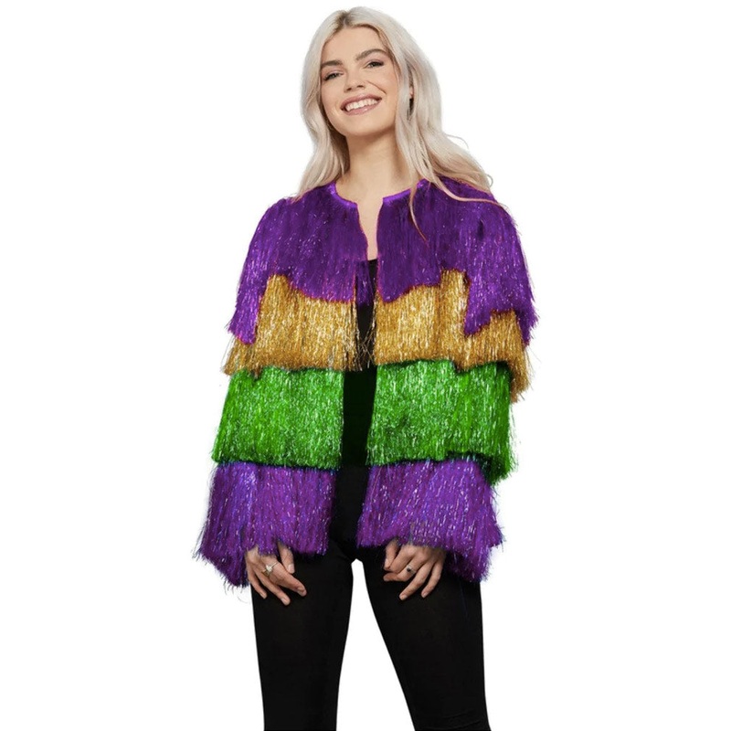 70s Multi Coloured Tinsel Festival Womens Jacket