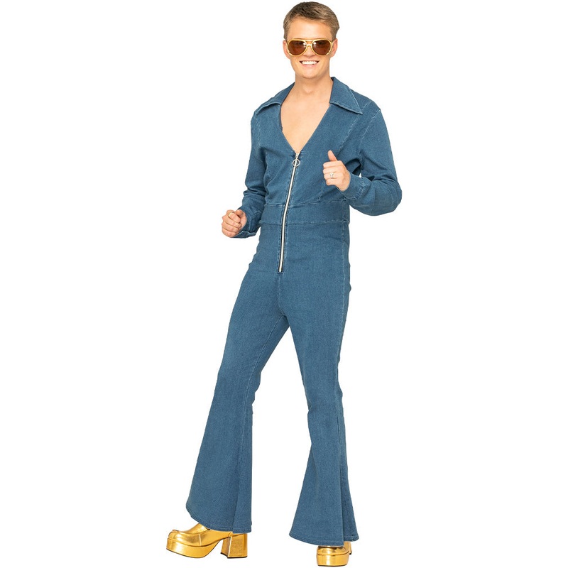 70s Stud Denim Plus Size Mens Jumpsuit