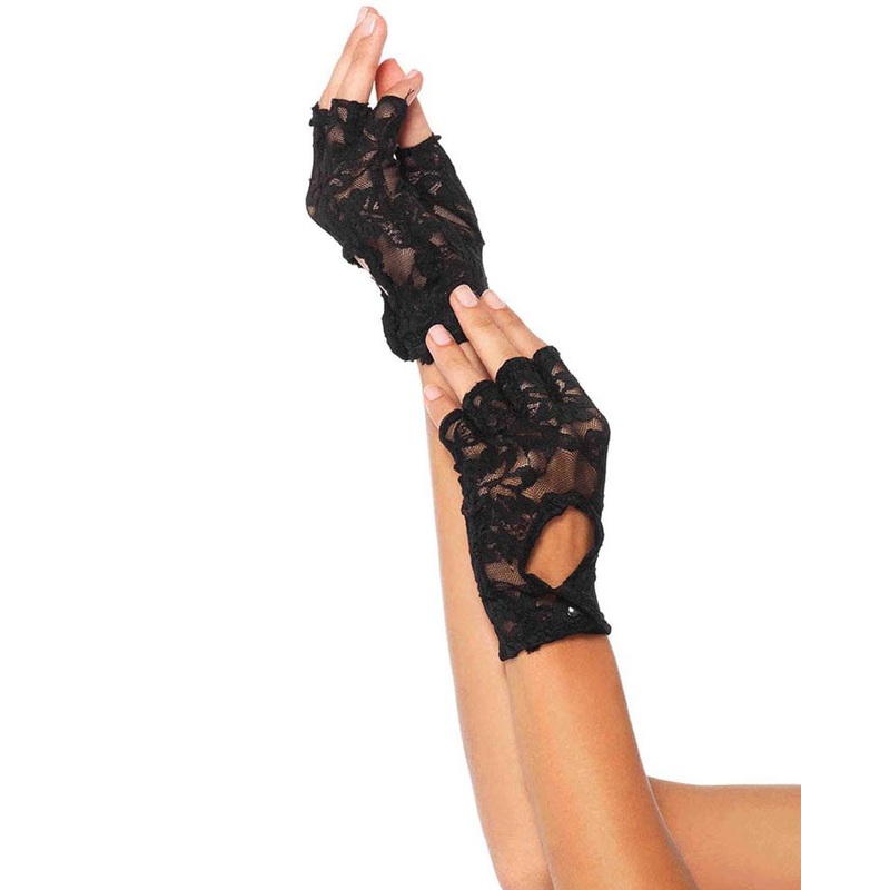 80s Black Lace Keyhole Fingerless Gloves