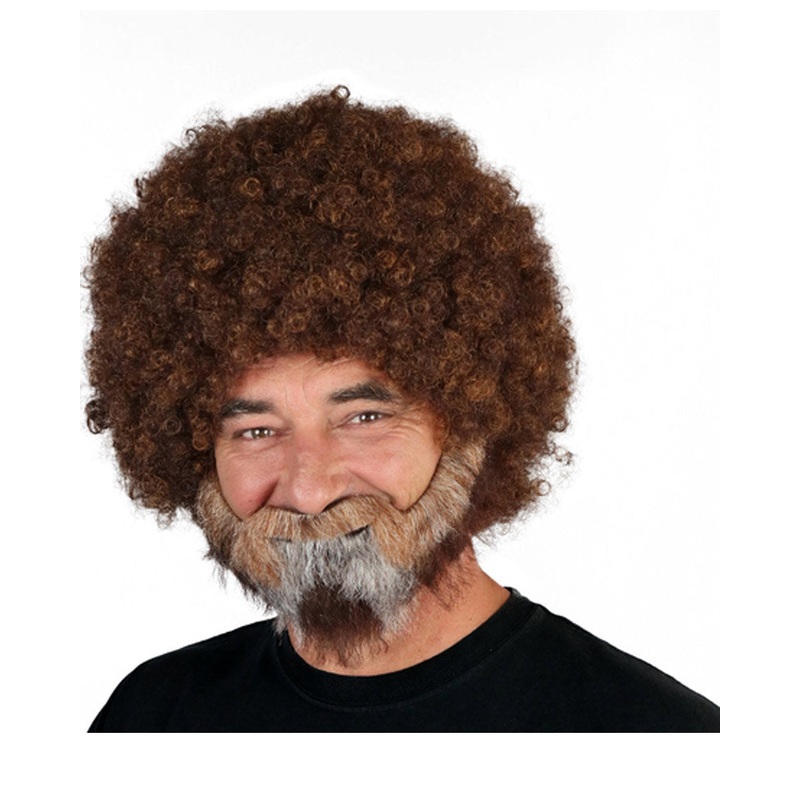 Artist Brown Curly Wig Beard and Moustache