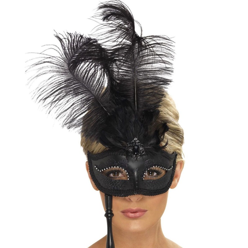 Baroque Fantasy Black Plume Eye Mask