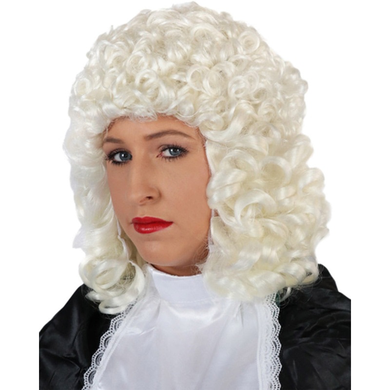 Barrister Curly White Wig