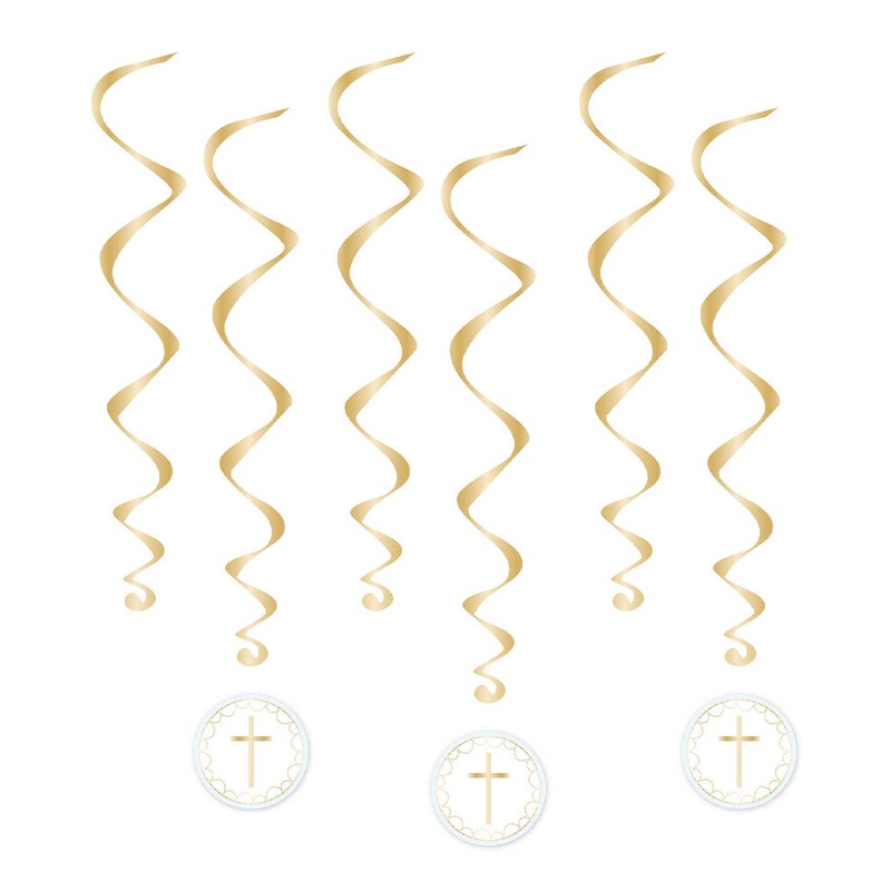 Botanical Celebration Blue Spiral Swirls Hanging Decorations Pack of 6