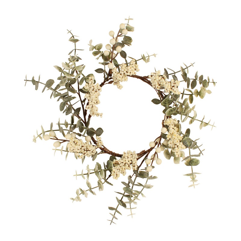 Frosted Eucalyptus With White Berries Mini Christmas Wreath 15cm