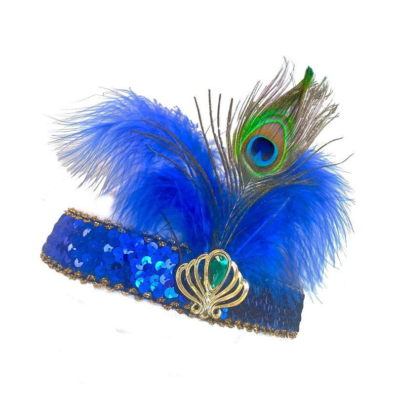 20s Gatsby Blue Peacock Headband