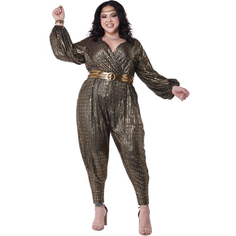 70s Gold Disco Queen Womens Plus Size Costume
