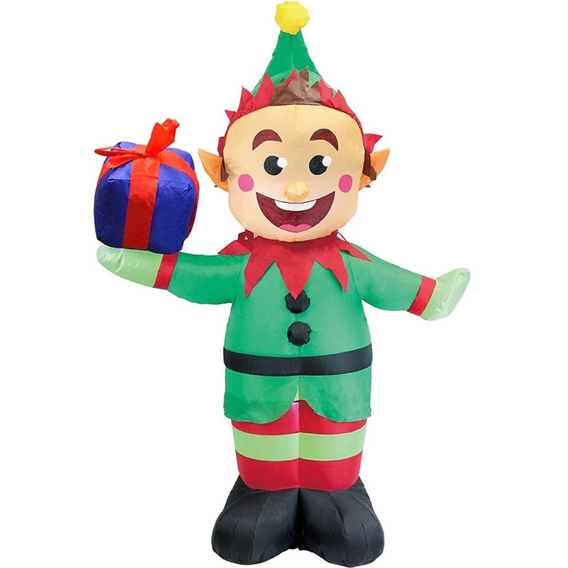 Elf with Present Lawn Inflatable 1.5m