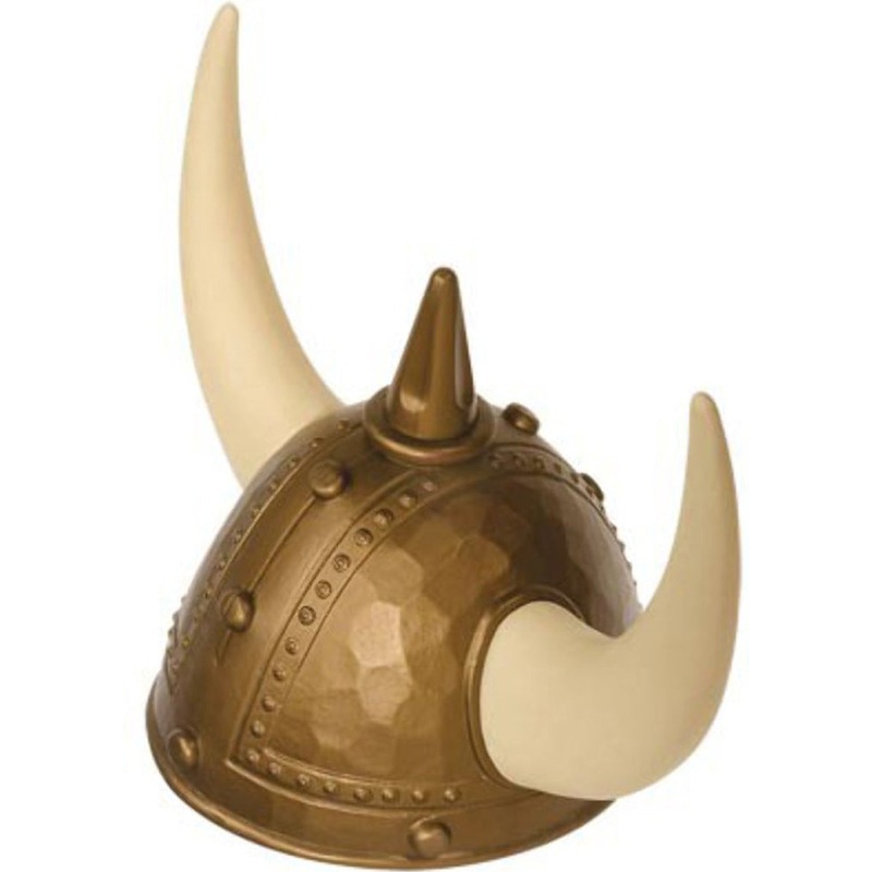 Gold Plastic Viking Helmet with Horns