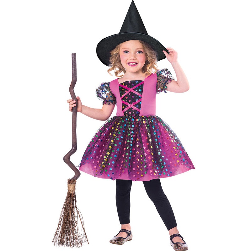 Rainbow Witch Girls Costume