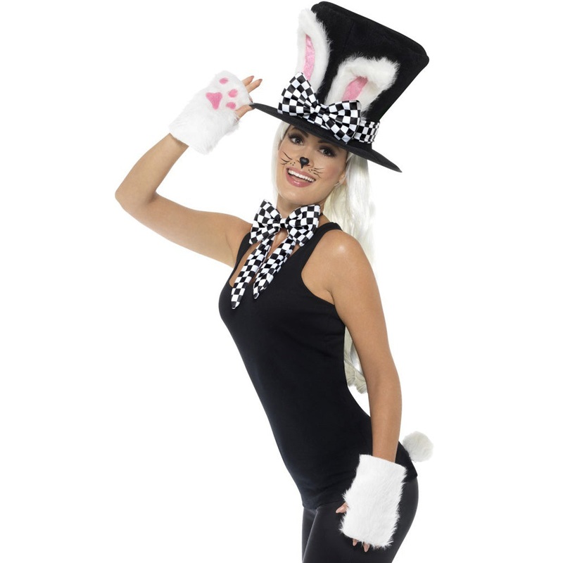 Tea Party March Hare Hat Gloves Tail and Bow Tie Kit