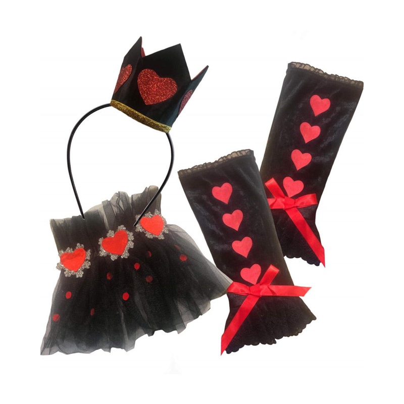 We Are All Mad Here Queen of Hearts Headband Collar and Wrist Cuffs Set