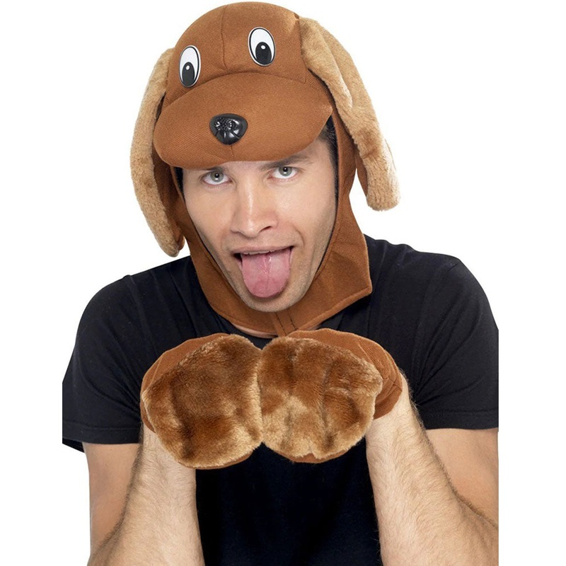Brown Dog Hood and Gloves Set