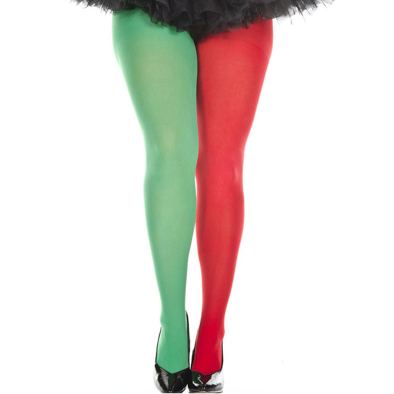 Christmas Red and Green Opaque Plus Size Tights