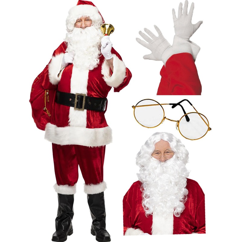Complete Velour Santa Plus Size Suit Christmas Bundle