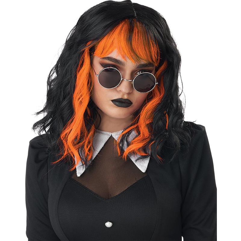 Cute N Crafty Short Black and Orange Wig