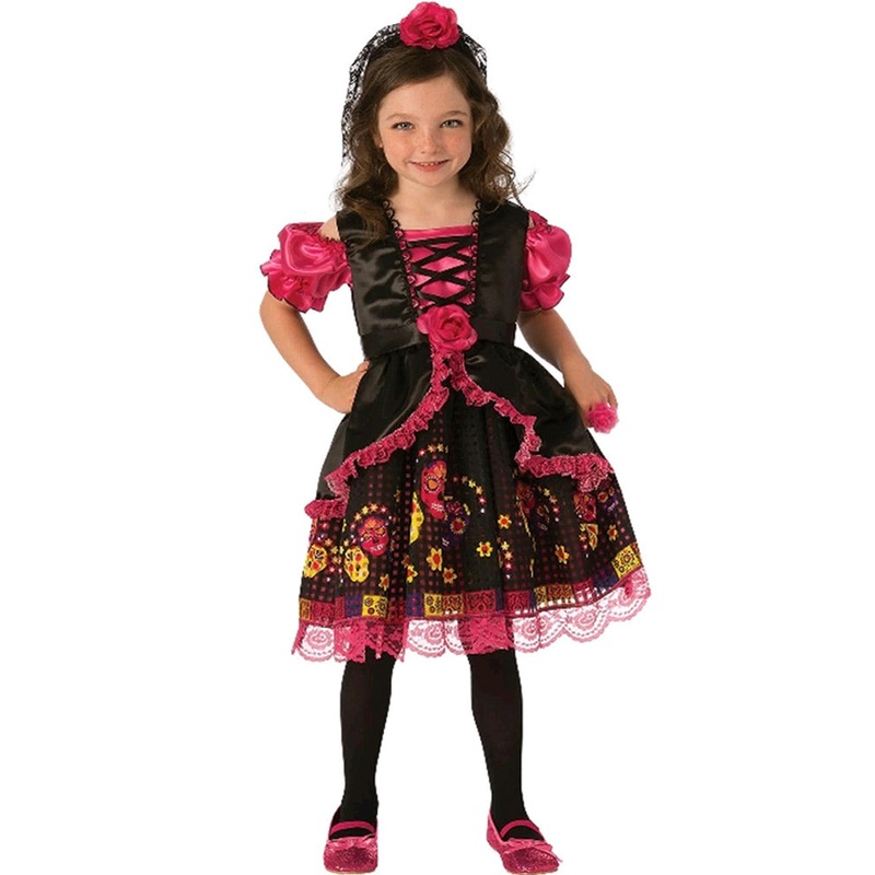 Day of the Dead Pink Rose Girls Costume