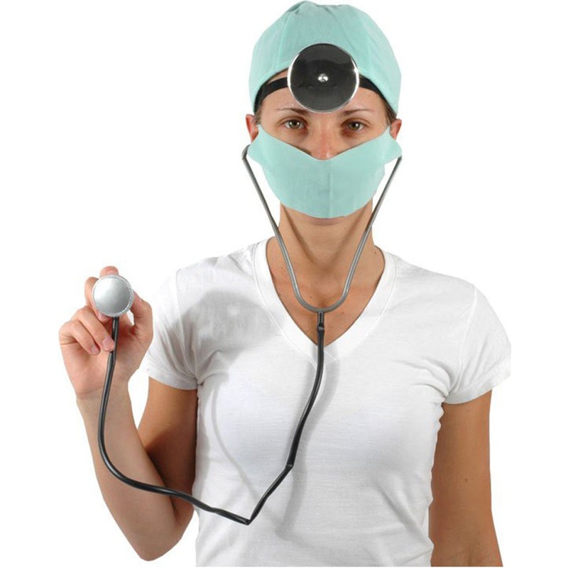 Doctors Reflector Cap Mask and Stethoscope Set