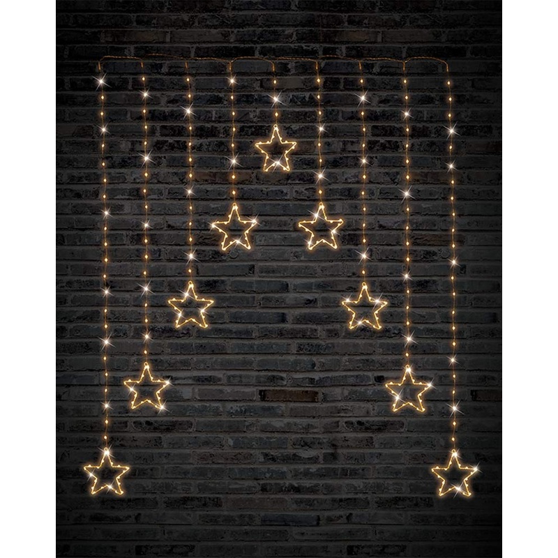 Gold LED Wire Star Curtain 1.2m