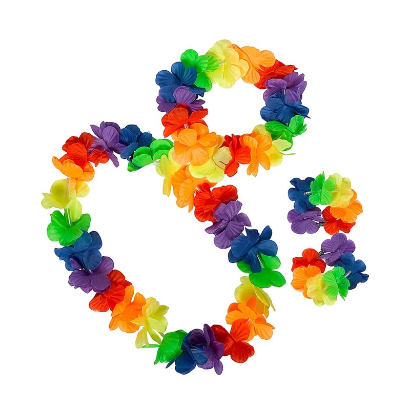 Hawaiian Luau Lei Headband and Bracelets Set