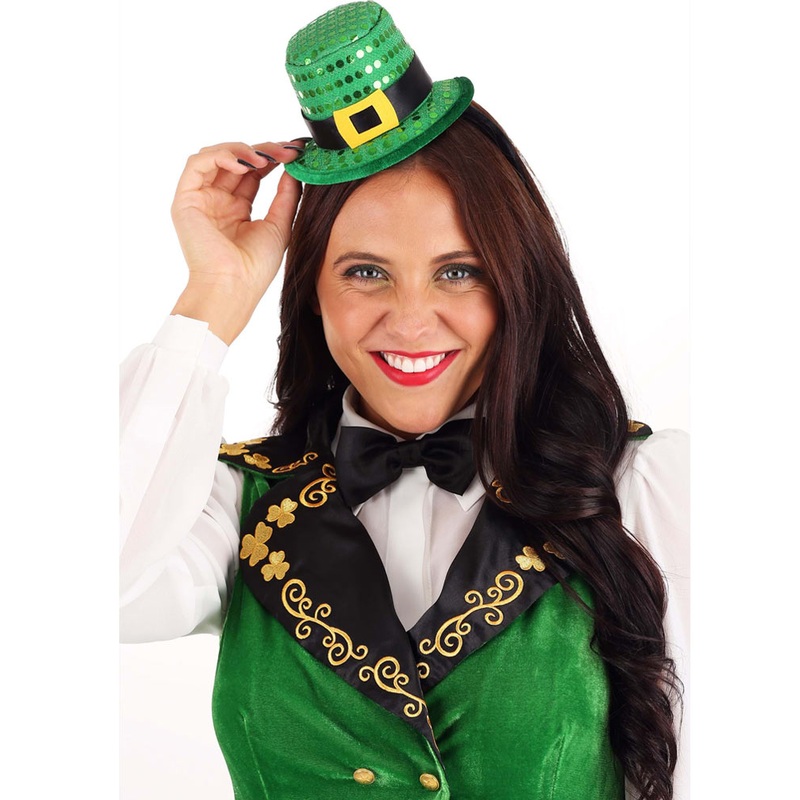 Sequin Mini Leprechaun Deluxe Hat Headband