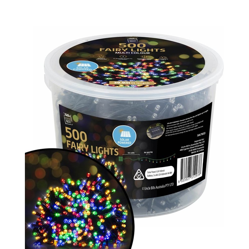 Solar Multi-Coloured 500 Piece LED Fairy Lights 39.9m