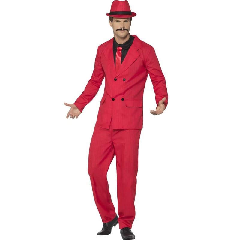 20s Zoot Suit Red Gangster Mens Costume