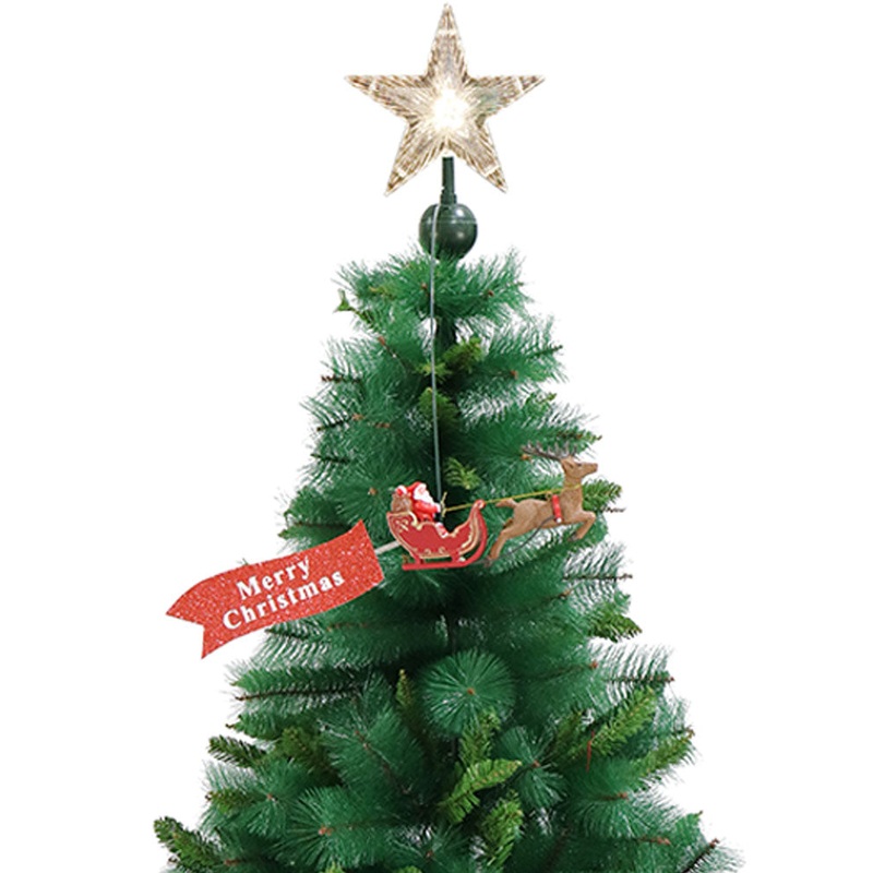 Christmas Flying Santa Sleigh Reindeer Tree Topper