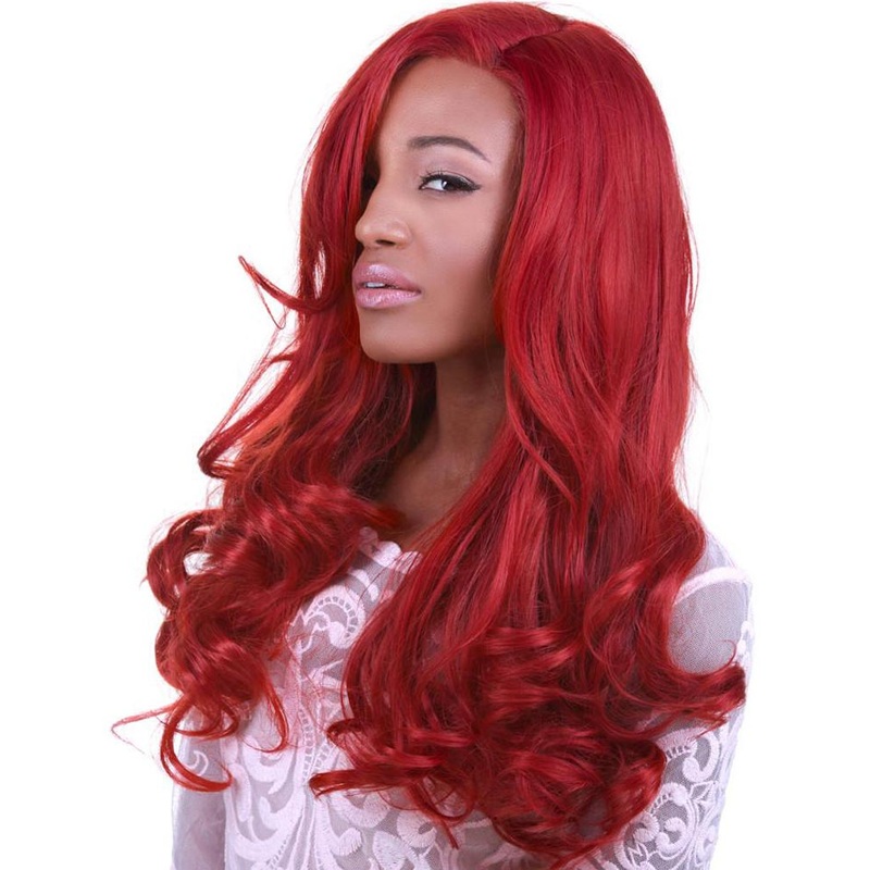 Peek A Boo Henna Lace Front Premium Long Red Wig