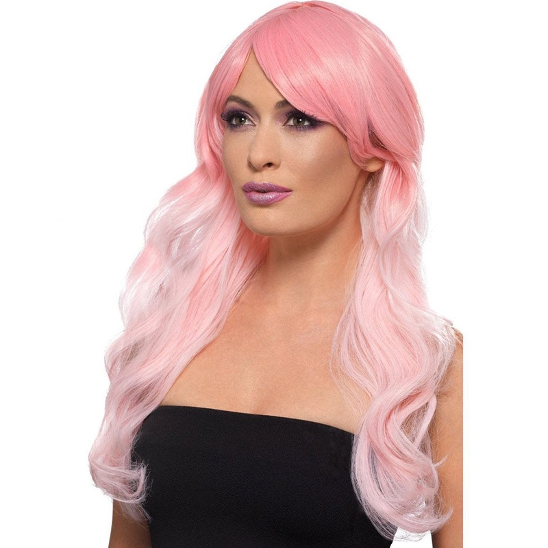 Pink Ombre Long Wavy Wig