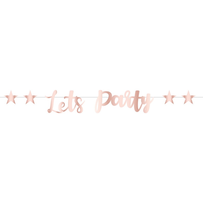 Rose Gold Metallic Let’s Party Letter Banner 1.8m