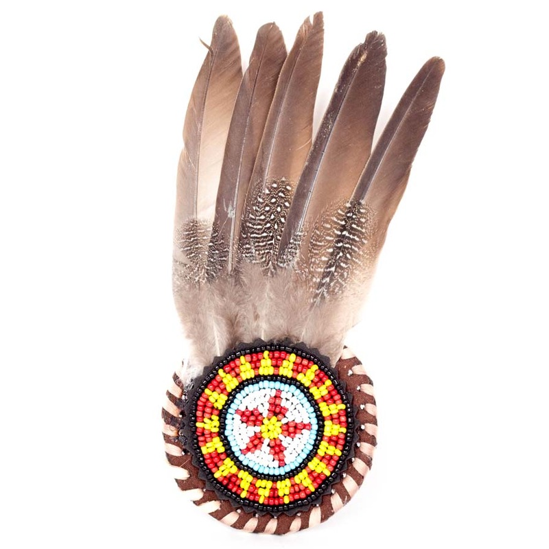 Tribal Beaded Hair Clip with Feathers