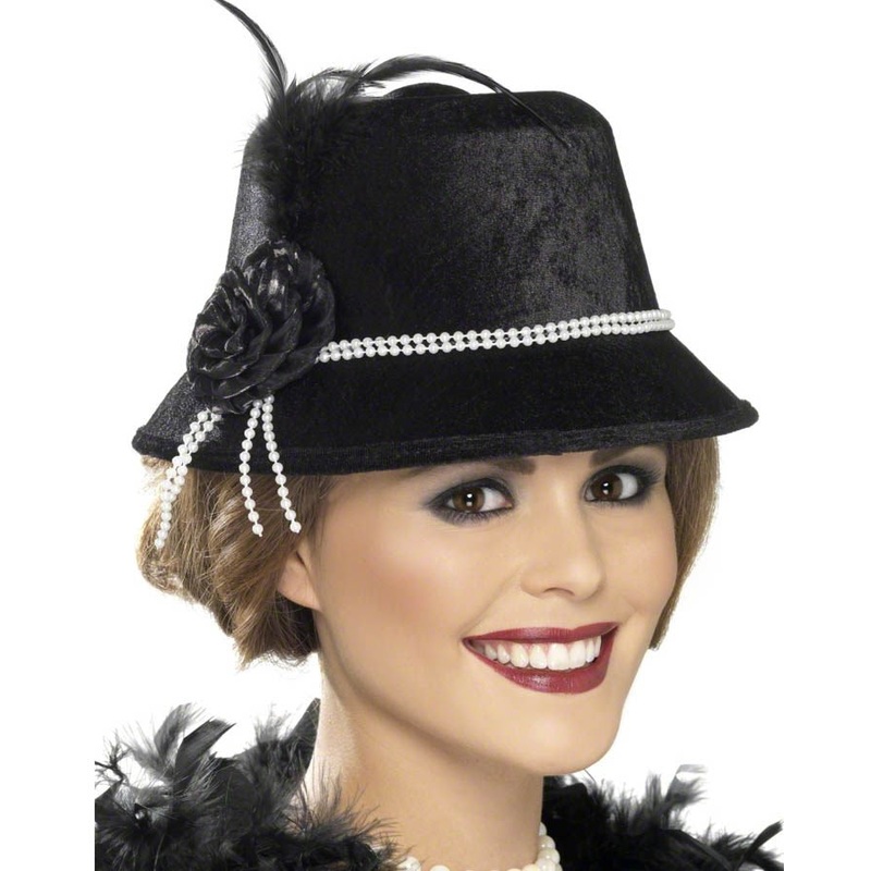 1920s Black Flapper Hat