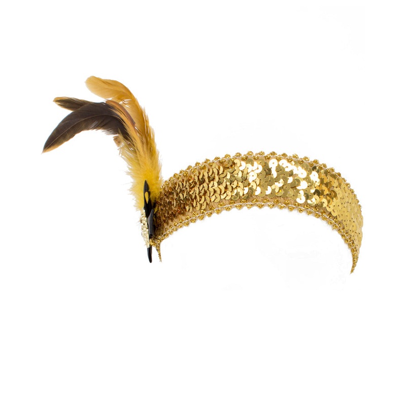 20s Gold Feather Flapper Headband