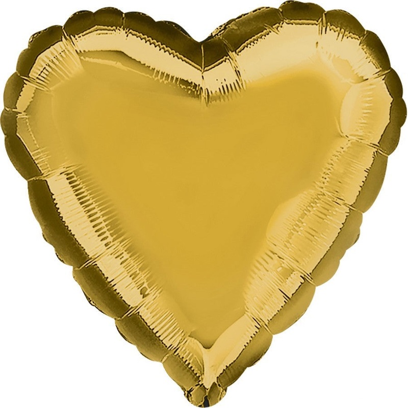 45cm Standard Heart HX Metallic Gold Balloon