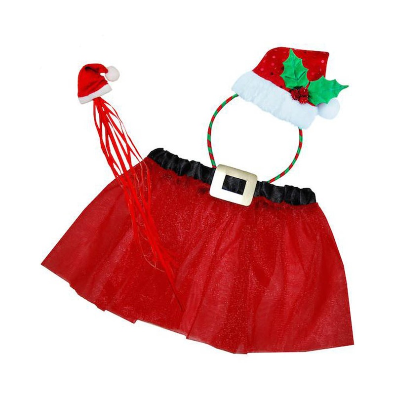 Christmas Santa Fairy Kids Headband Wand and Tutu Set