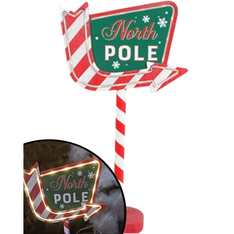 Christmas Vintage Light Up North Pole Stand 58cm