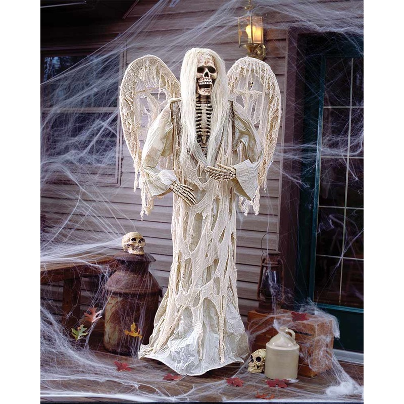Ivory Lifesized Gauze Greeter Demon with Wings 1.8m