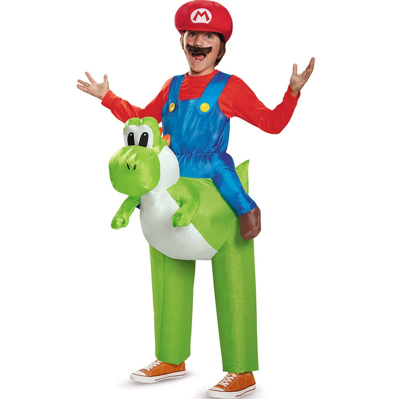 Super Mario Bros Mario Riding Yoshi Inflatable Child Costume