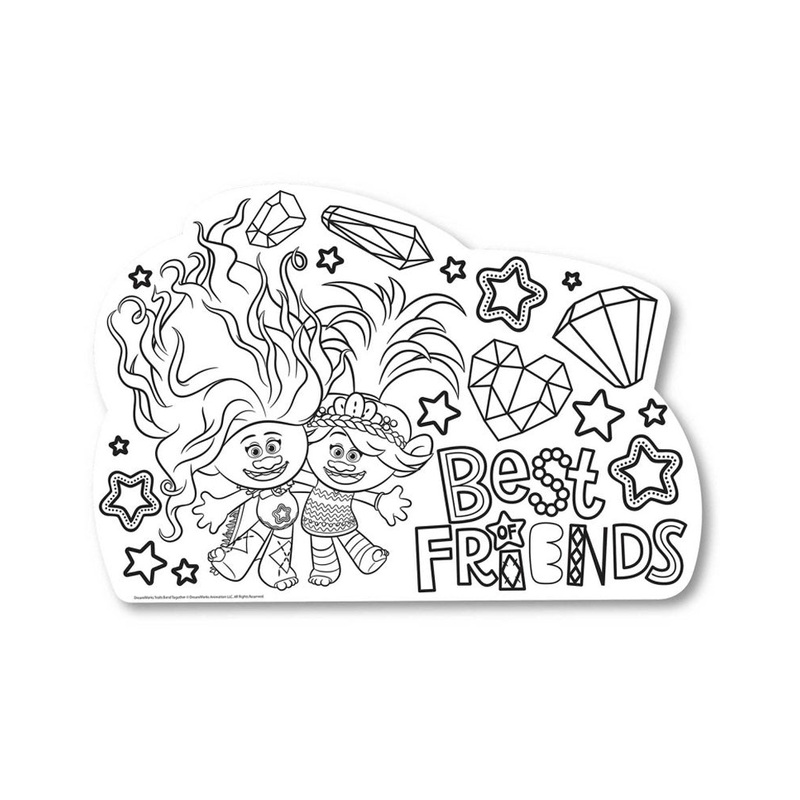 Trolls 3 Band Together Colour In Placemats Pack of 8