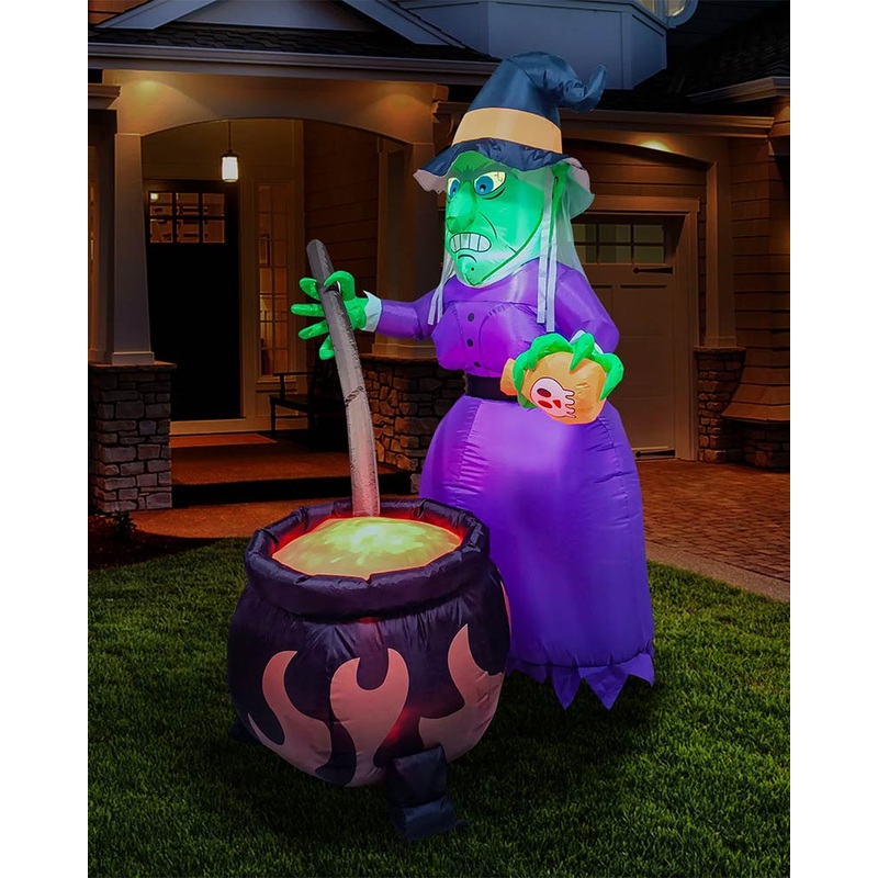 Witch and Cauldron Lawn Inflatable 1.8m