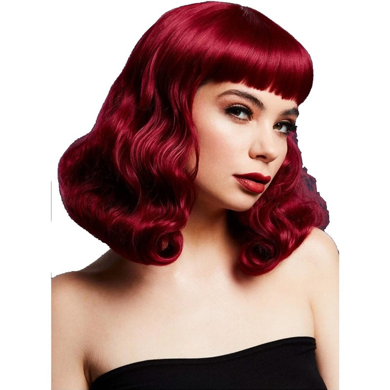40s Fever Deluxe Bettie Short Plum Red Wig
