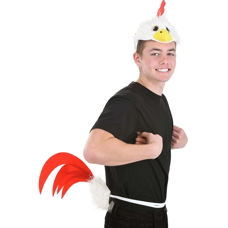 Chicken Plush Headband and Tail Deluxe Set