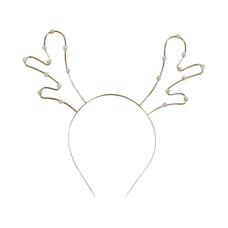 Christmas Metal Pearl Antlers Headband