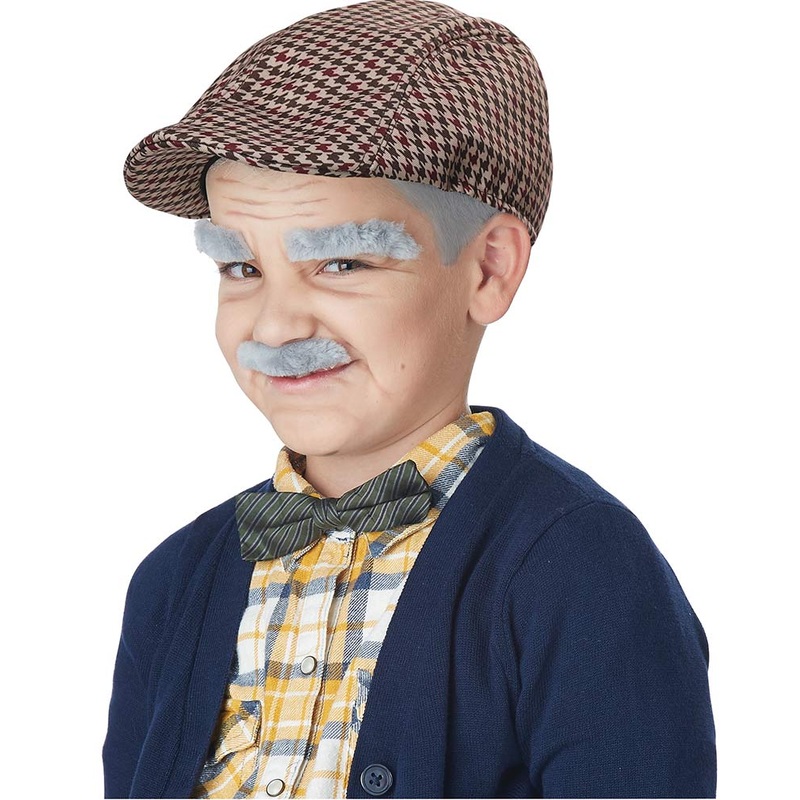 Old Timer Kids Hat Eyebrows and Moustache Set