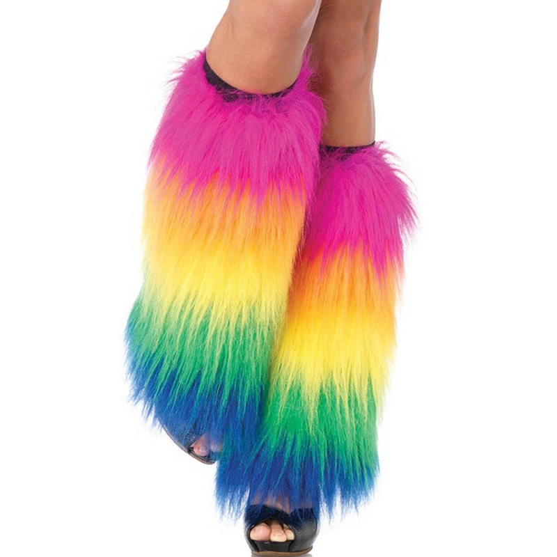 Rainbow Furry Leg Warmers